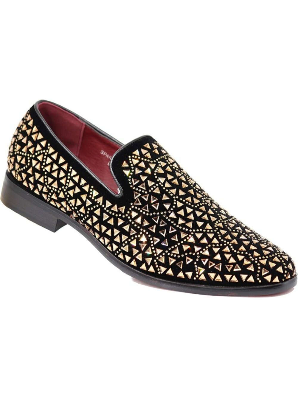 Enzo Romeo Men's Gold Rubber Sole Rhinestone Sparkling Suede Loafer Prom Shoes